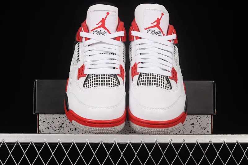All categories Air Jordan Jordan series basketball shoes Air Jordan 4 foreign trade version Air Jordan 4 Retro "Fire Red" AJ4 Joe 4 white red flame red basketball shoes DC7770-160